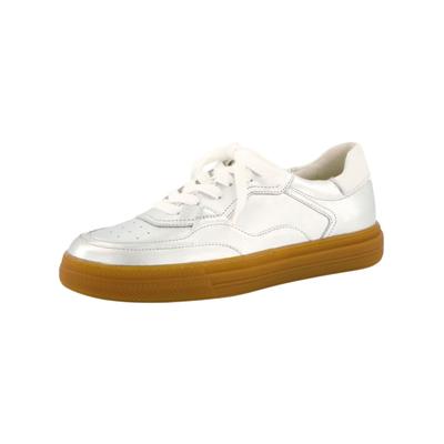 Sneaker PAUL GREEN "Paul Green Sneaker Leder", Damen, Gr. 39, silber (silber, weiß), Leder, Schuhe Sneaker