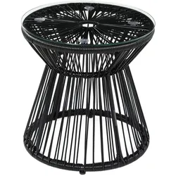 BALKONTISCH, Schwarz, Eisen, PE-Rattan, Glas