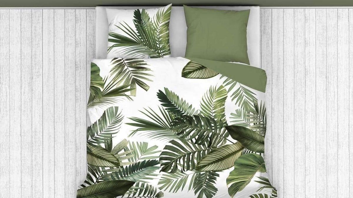 Dekbedovertrek Palmbladeren Groen 140x200 cm met Kussensloop