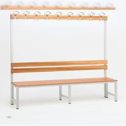 Garderobenbank mit Haken 1-seitig mit Schuhrost HxBxT 170x200x30cm Marke SZAGATO | Umkleidebank Umkleide Sitzbank Garderobe mit Sitzbank für Schulen