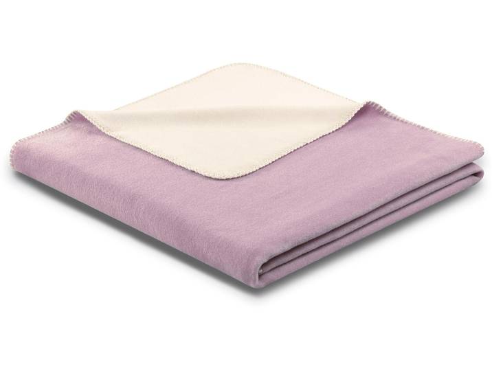 Wohndecke BIEDERLACK Doubleface , lila (lila, ecru), B:150cm L:200cm, Baumwolle, Polyacryl, Polyester, Wohndecken, Wohndecke, mit geketteltem Zierstich