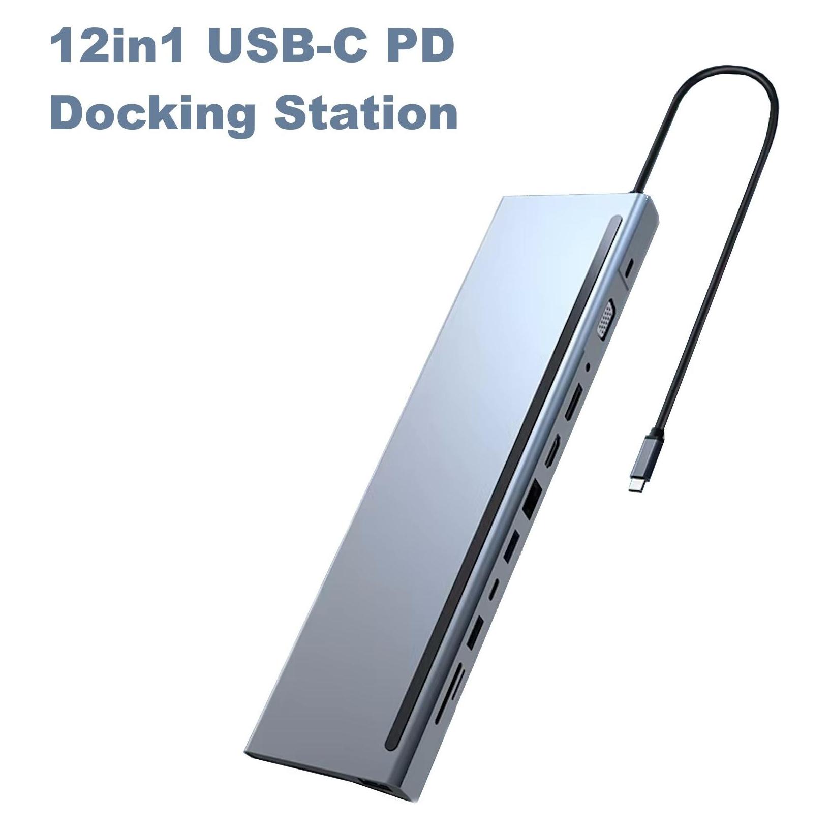 Roger Stacja/replikator MST 12w1 USB-C (RO-DOCK12IN1PD) (USB-C, 12 Ports) (49784241)