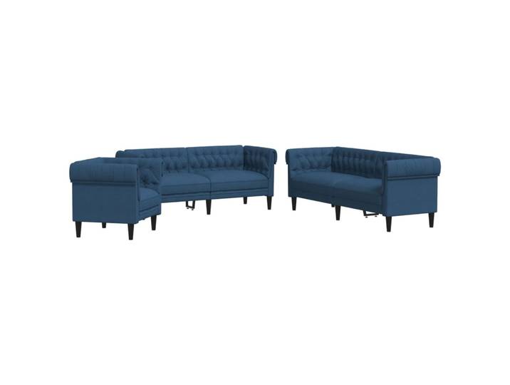 vidaXL Ensemble de canapés 3 pièces bleu tissu