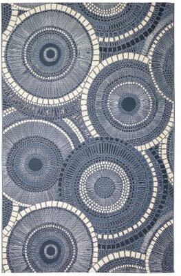 "Liora Manne Marina Circles Indoor/Outdoor Area Rug Azure 6'6"" x 9'4"" by Brylane Home in Delft (Size 7'10""X9'10"")"