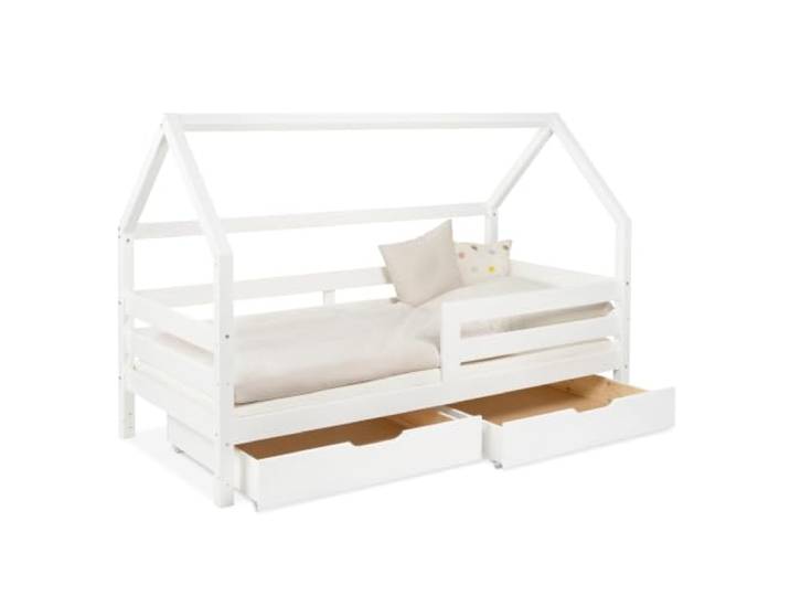 Ehrenkind® Hausbett 90x200 Weiß mit Schubladen & Rausfallschutz