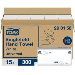 Tork Zickzack-Handtücher Weiß H3, Universal, kosteneffizient, 15 × 300 Tücher, 2...