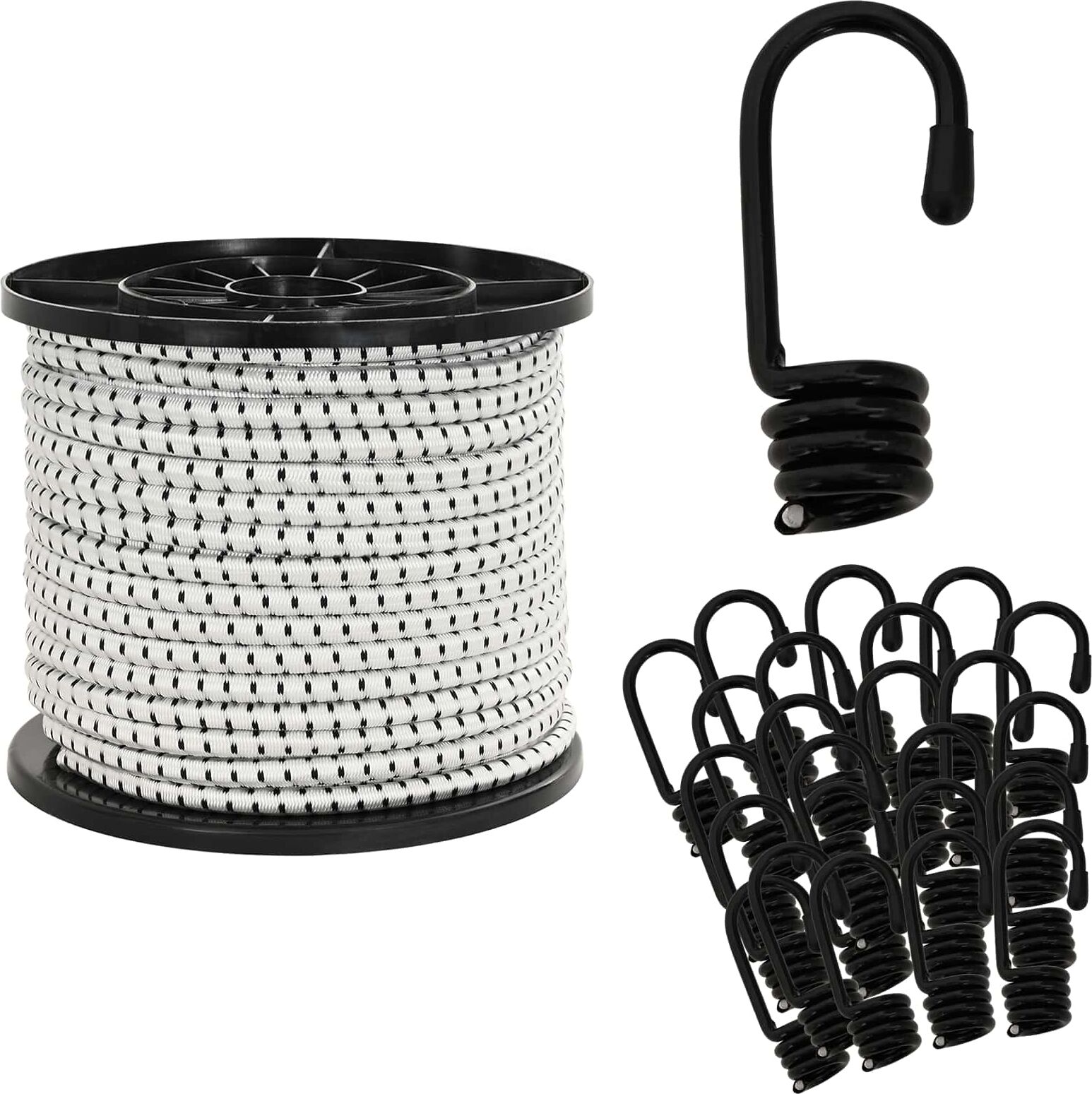 vidaXL Cords élastiques avec crochets 80 mm Noir et Blanc