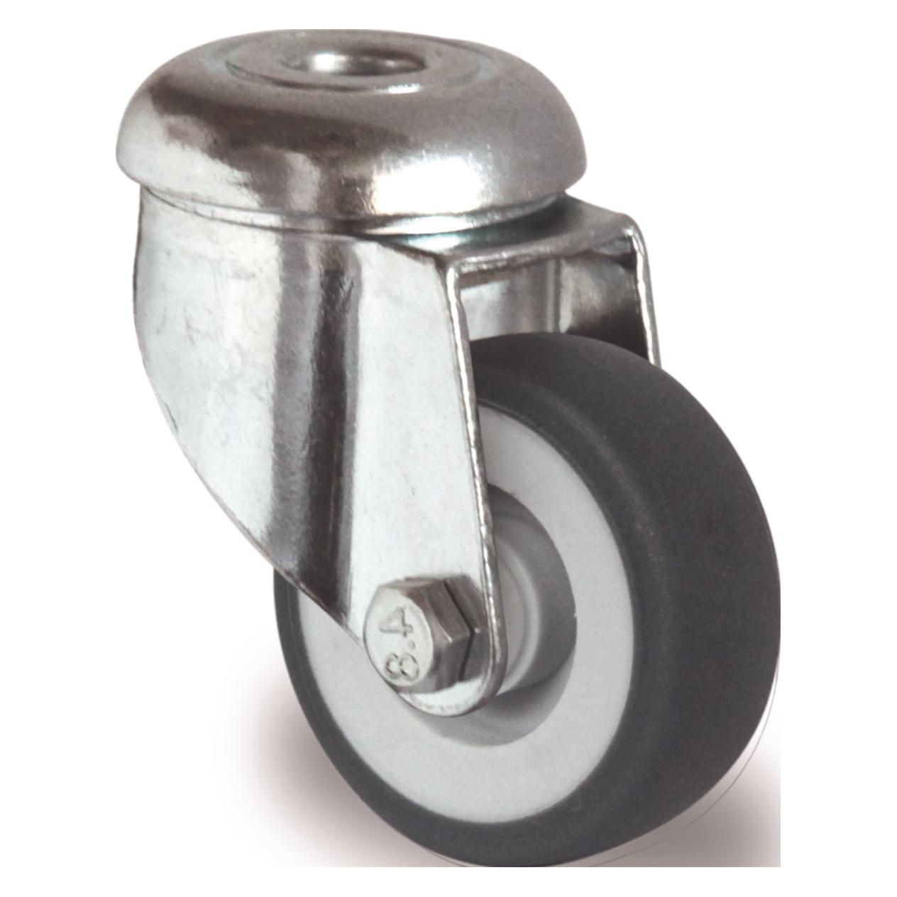 Tecwerk Lenkrolle Rad-Ø 75 mm Tragfähigkeit 75 kg mit Rückenloch Gleitlager Gummi grau (2000276059)