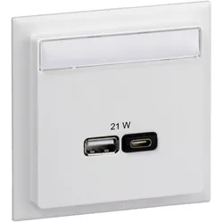 Schneider Electric INS60522 USB Ladestation A+C 2 Ausg. max. 2,4A Abdeckung Schriftfeld weiß TYP:CYB USB A+C