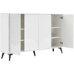 STILVORA Standard cabinets Spanplatte Weiß 160x35x100 cm mit 4 Türen