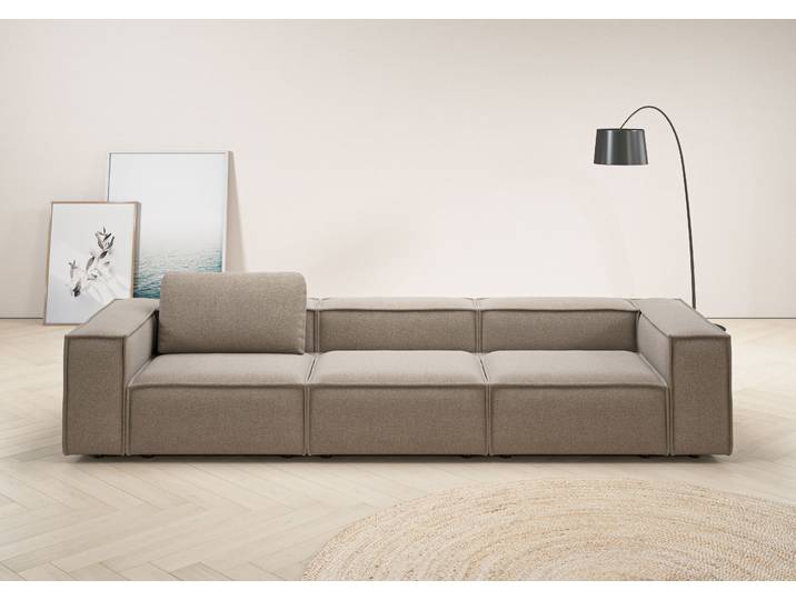 3,5-Sitzer HOME AFFAIRE Watertown, modernes Big-Sofa XXL, 336 cm Breite, Japandi Design , grau (taupe), B:336cm H:68cm T:98cm, 100% Polyester, Sofas, 3 5-Sitzer, Riesiges Designersofa mit viel Platz & weichen Bezügen in Trendfarben
