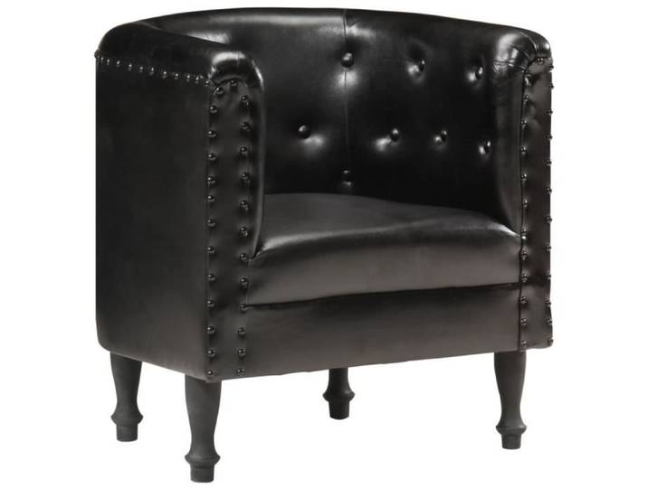 CESAR Fauteuil Noir Cuir véritable #1