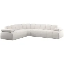 Ecksofa Mojo Links, weicher Chenille-Stoff in Wollen-Optik, modern, Natur, verstellbare Armlehnen