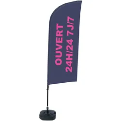 Showdown Displays Beachflag Alu Wind Komplett-Set 24/7 Geöffnet Französisch