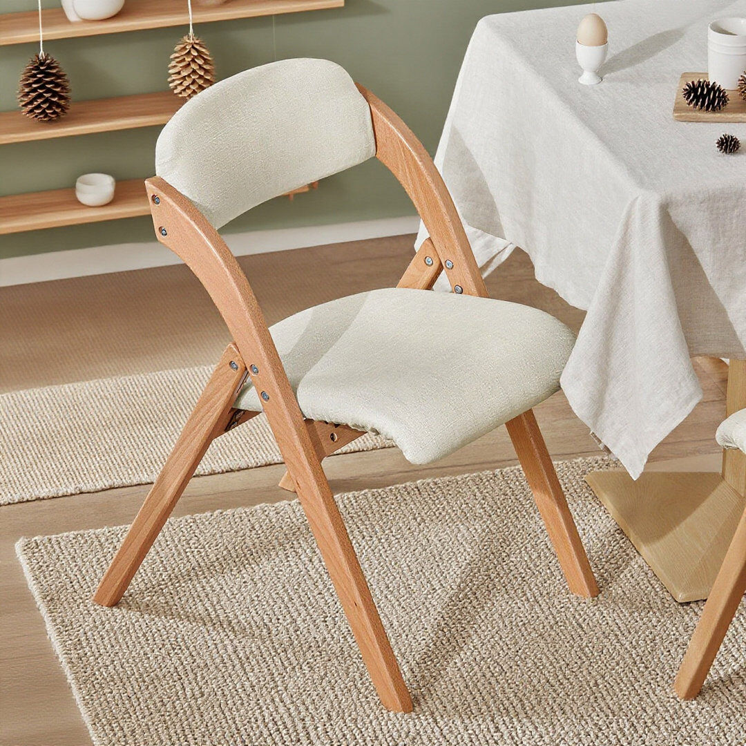 Fjørde & Co Maja Polyester/Polyester Blend Padded Stackable Folding Chair Folding Chair Beige/Brown 77cm H X 59cm D X 47.5cm W