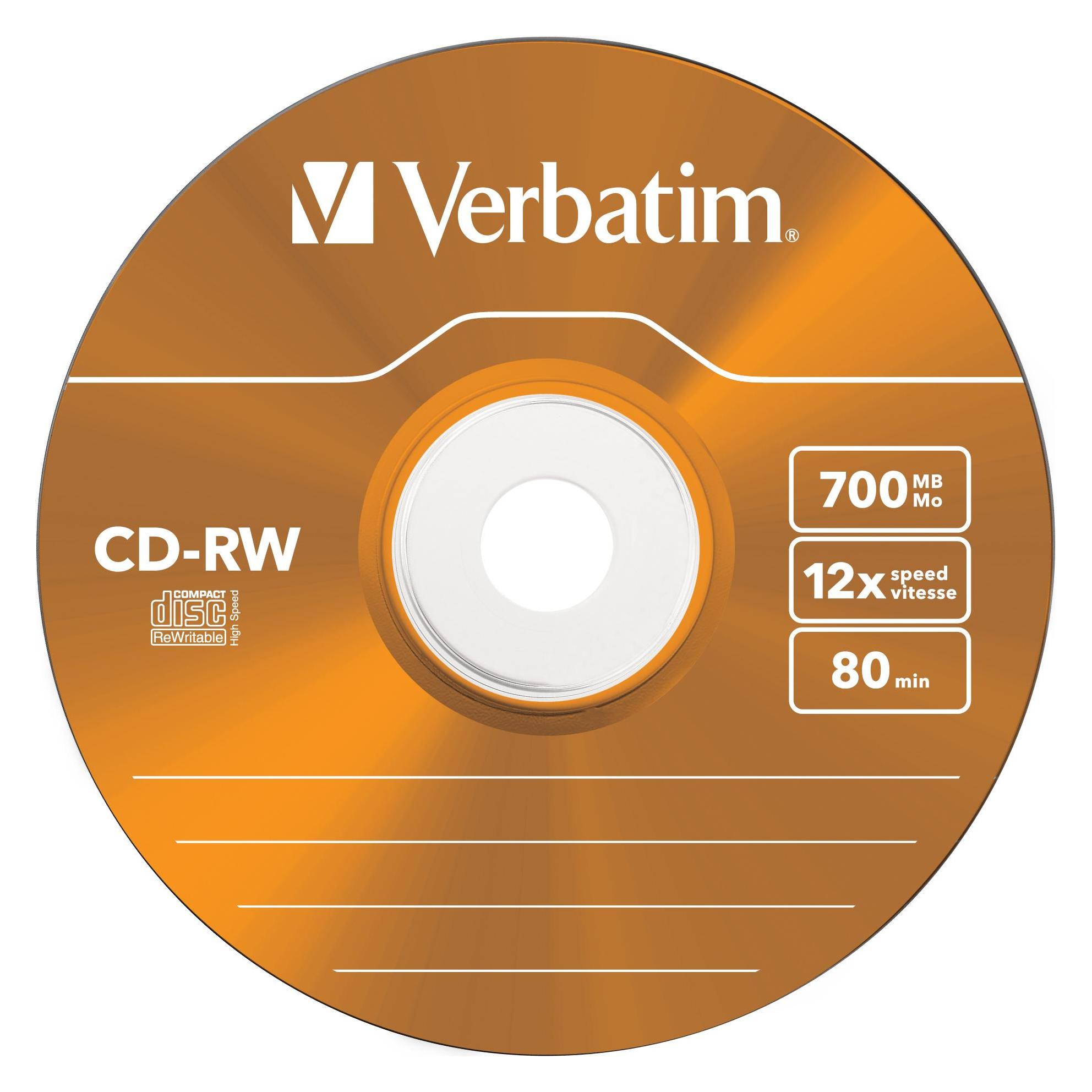 Verbatim CD-RW, 12x, 700MB, 5er Pack, Colour (5x) (43167)