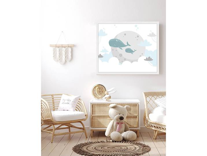 Tableau déco Whale Illustration 53 x 63cm Multicolore