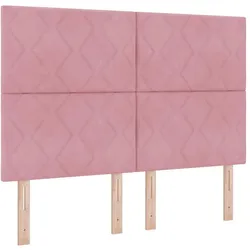 vidaXL, Boxspringbett, Boxspringbett Mit Matratze & Led Samt Rosa (160 x 200 cm)