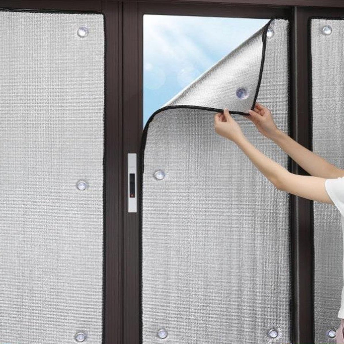 Raamfolie Isolatie Privacy Folie Zilver Zwart 80 x 150 cm