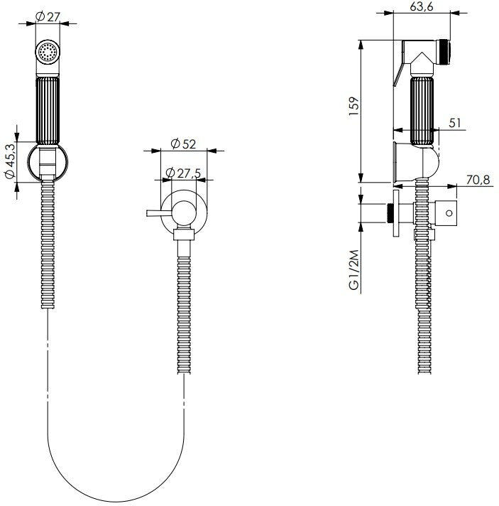 Damast DOCCINO IN OTTONE CROMATO KIT SHUT-OFF TONDO