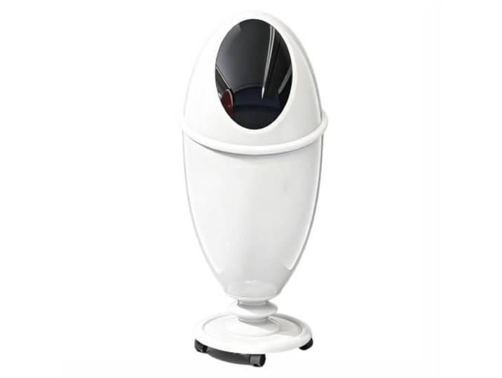SilkRZlsss Mülleimer Stand Mit Rollen, Breite Öffnung Mülleimer Balkon, Hoher Abfalleimer Mit 360°-Rollen Und Beutelring(White)