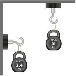 6x Supermagnete, Magnet, Magnetsystem gummiert mit Haken (2x)