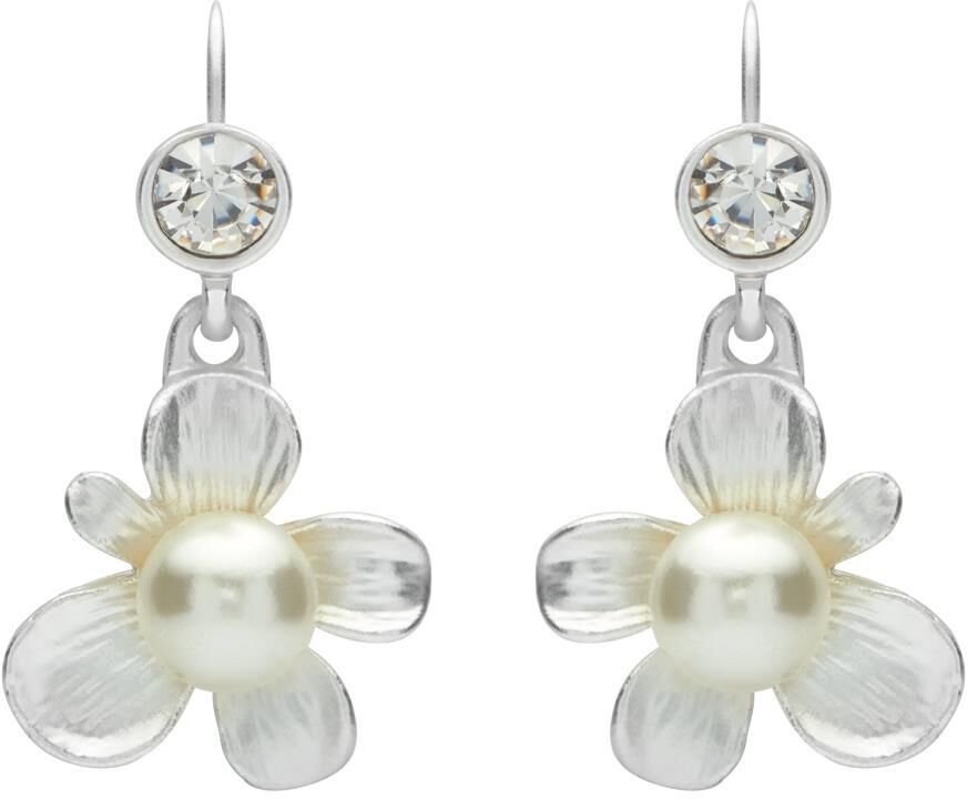 Unique Ohrhänger in Blütenform Perlen Modeschmuck silber