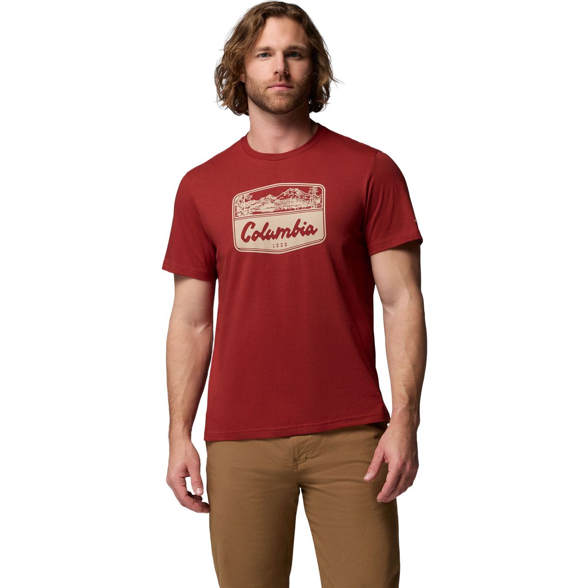 Columbia Men's CSC Seasonal Graphic T-shirt red oxide, hex woodblock badge (632) L 215503-2155031-632-L