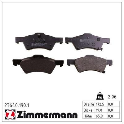 ZIMMERMANN Bremsbelagsatz, Scheibenbremse 236401901 Vorderachse für DODGE Chrysler