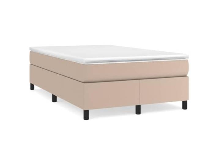 PUGYNBK Boxspringbett, Cappuccino, 120 x 200 cm, mit Matratze Taschenfedern, mittelharter Ständer, strapazierfähiges Kunstleder, Holzlatten
