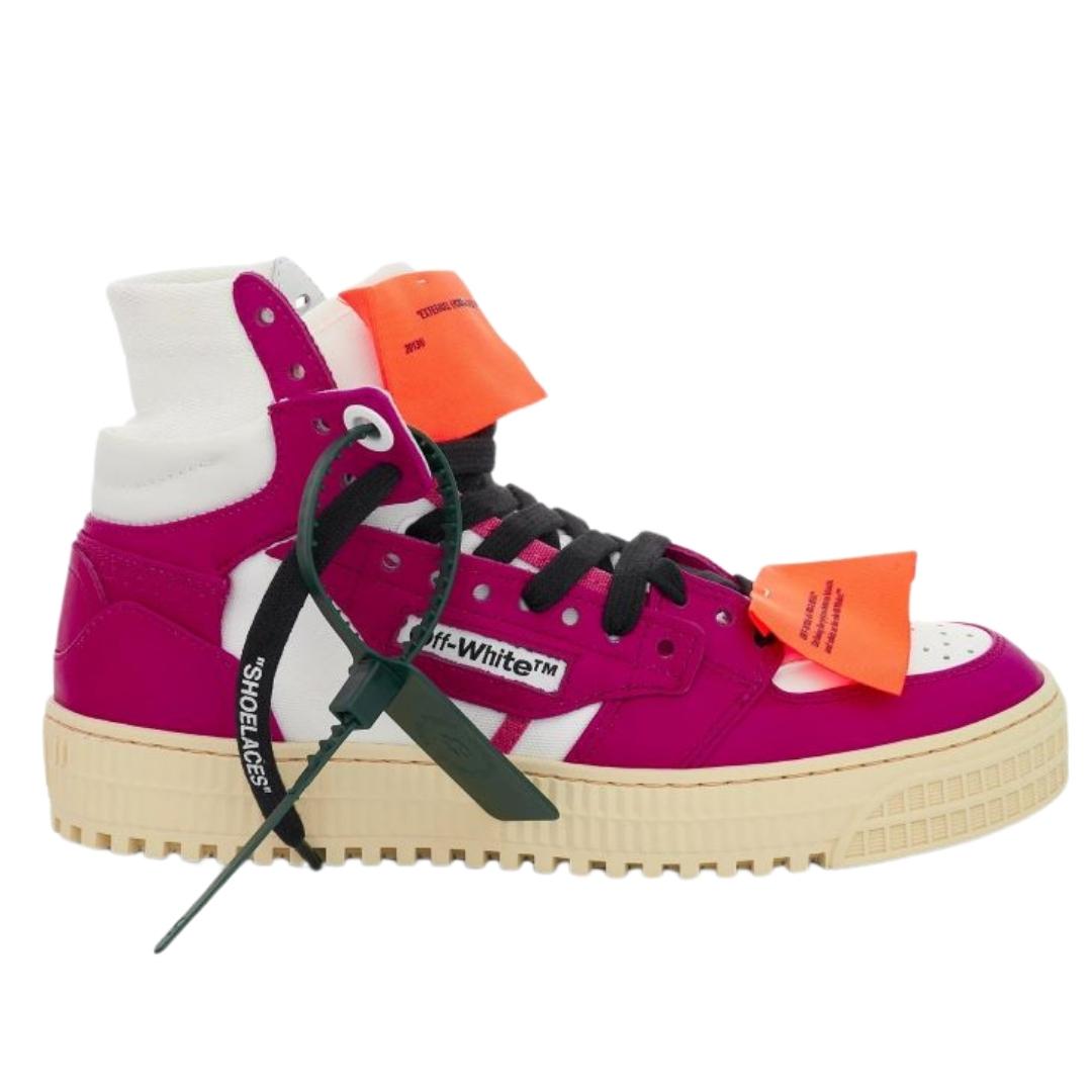 Gebroken witte Off Court 3.0 fuchsia hoge leren sneakers