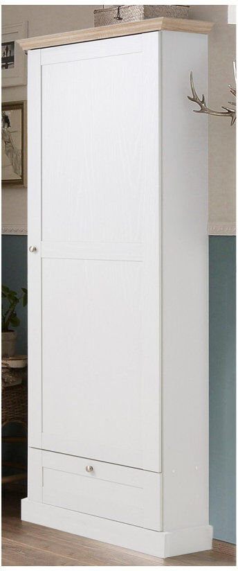 Brambly Cottage Rawls 1 Door Wardrobe White and Oak 180cm H X 60cm W X 35cm D