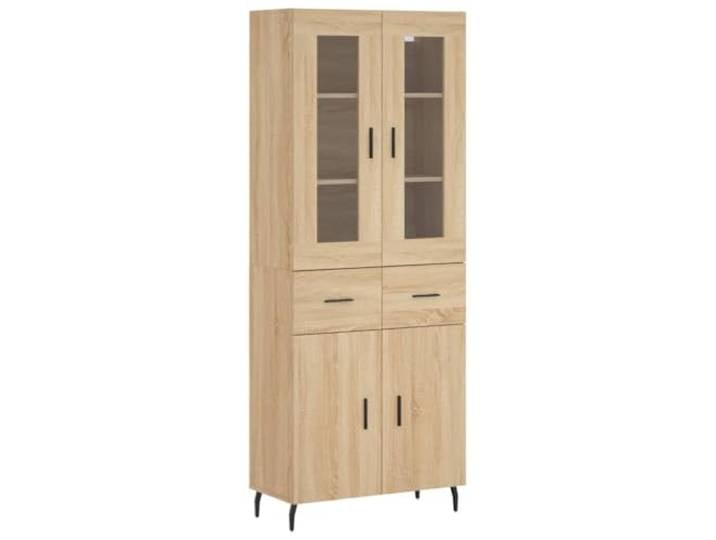 GHVBNMF Highboard Sonoma-Eiche 69,5x34x180 cm Schrank Holzwerkstoff Glas Elegantes Highboard in Sonoma-Eiche für Wohnzimmer und Esszimmer mit Glasfront, viel Stauraum und stabilen Metallfüßen.