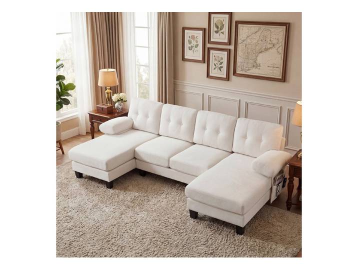 REDOM Schlafsofa für Wohnzimmer & Büro, mit Chaiselongue, verstellbarer Rückenlehne 1 Teile