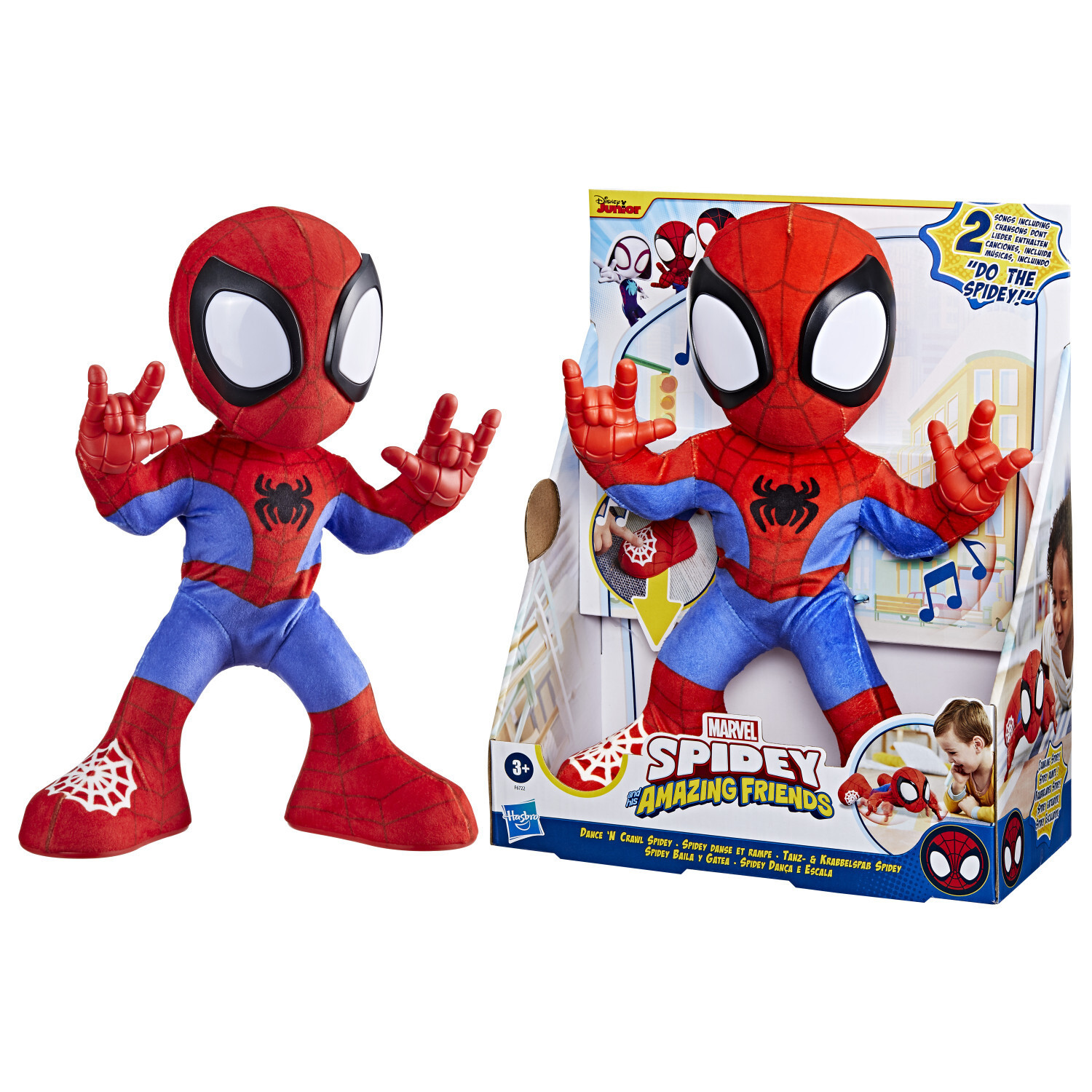 Hasbro Spidey Dances and Crawls Interactieve Knuffel met Muziek en Geluiden voor Kinderen vanaf 3 jaar