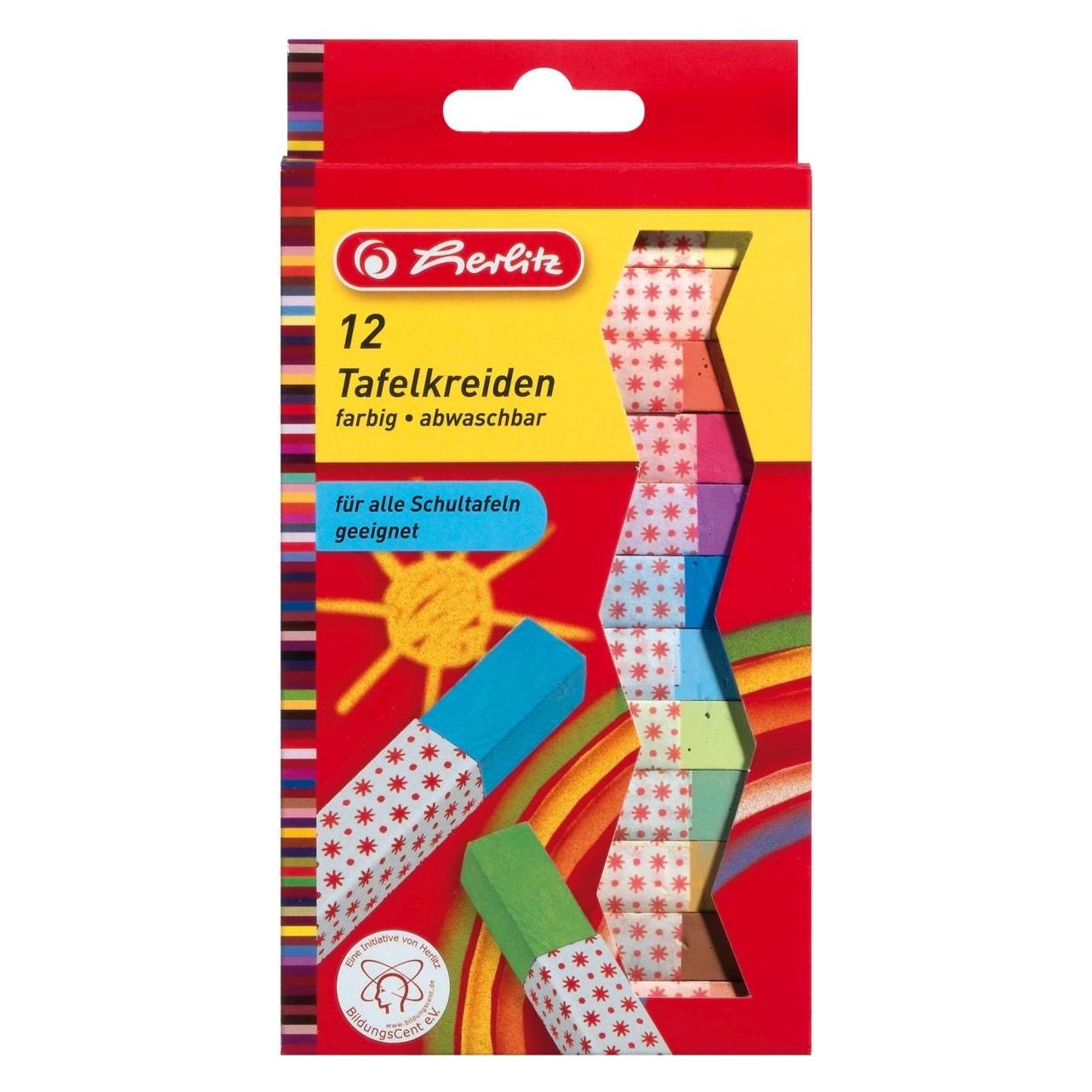 Herlitz Schulkreide eckig ungespitzt farbig (12x) (8648206)