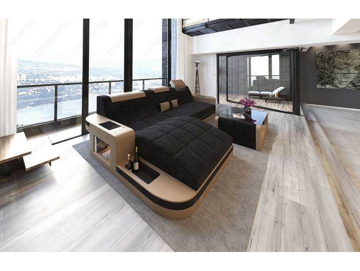 Couch Wave L-Form in Stoff