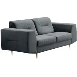2-SITZER SOFA Venezia dunkelgrau mit goldenen Beinen