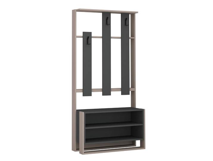 Livetastic Garderobenschrank, Anthrazit, Mokka, Holzwerkstoff, 2 Fächer, 90x180x36 cm, Garderobe, Garderobenschrank, Garderobenschränke