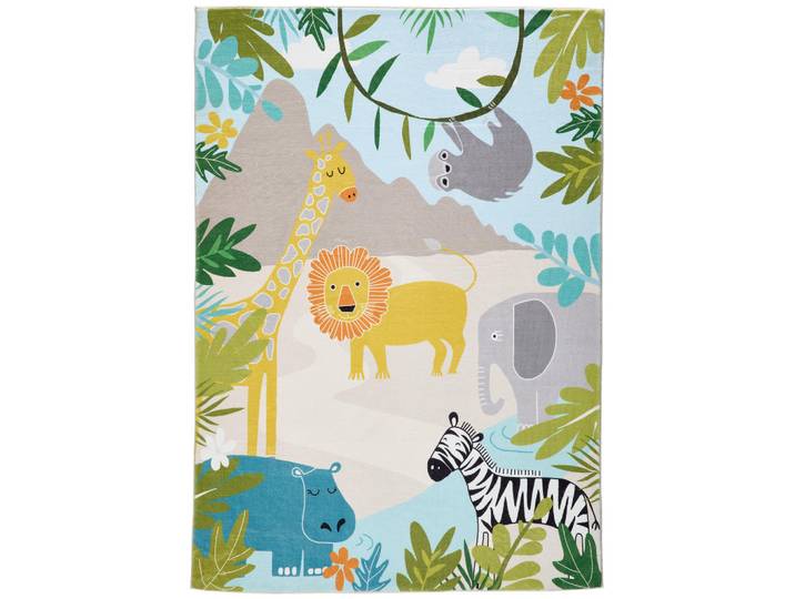 Ben'n'jen Kinderteppich, Mehrfarbig, Textil, rechteckig, 120x170 cm, Oeko-Tex® Standard 100, für Fussbodenheizung geeignet, schnittfest, waschbar, pflegeleicht, Teppiche & Böden, Teppich, Waschbarer Teppich