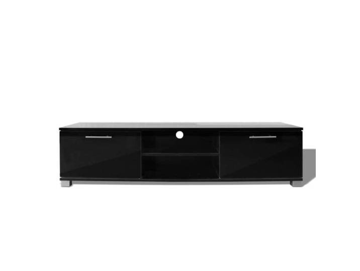 CHIC Noir Meuble TV Moderne - ZENCORE - MEUBLE DE SEJOUR - Cabinet TV - Noir brillant 120x40 5x35cm 3237