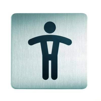 WC-Piktogramm, Herren, quadratisch, Edelstahl - 150x150 mm