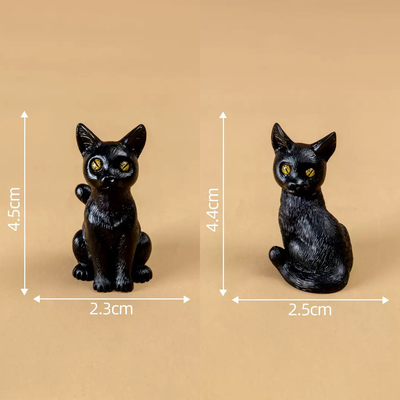 Lush Living Finds Miniature Resin Black Cat Halloween Figurines, Animals Figurines, Garden Decoration, Micro Landscape Accessories 2 Mixed Set