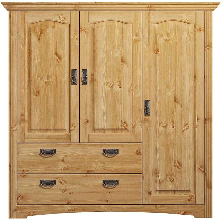 Pharao24.de Wäscheschrank Kiefer massiv im Landhausstil 133 cm breit