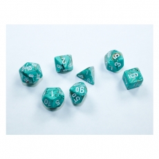 Chessex Würfel - MINI Marble Oxi-Copper/white (7-Mini-Würfelset) 292755