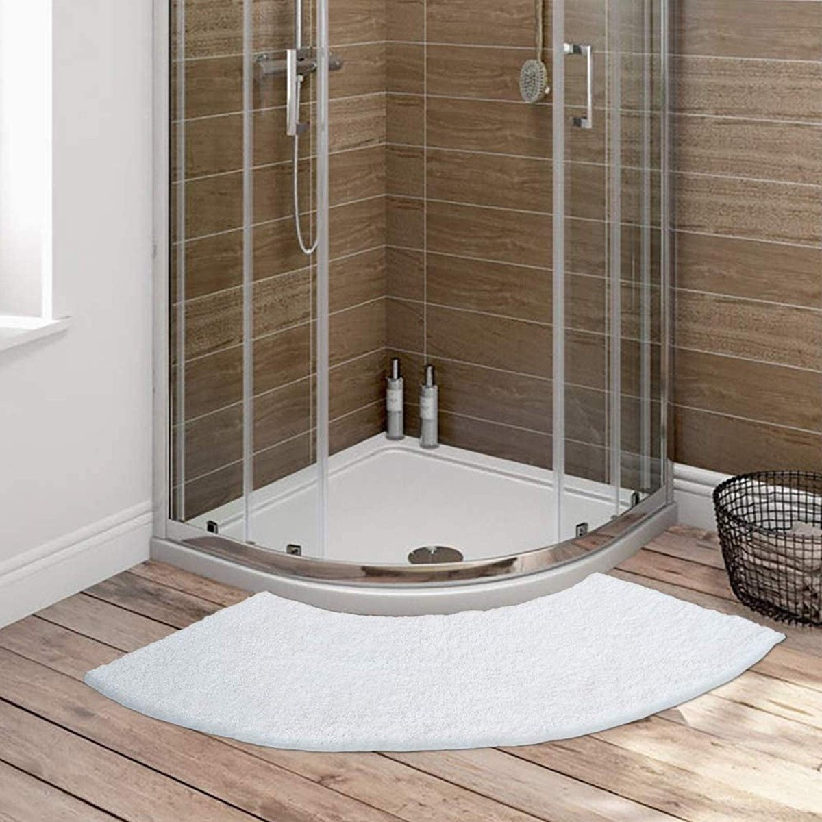 Dailygoody Hoekdouchemat - Antislip microvezel - Wit - 100 x 45 cm
