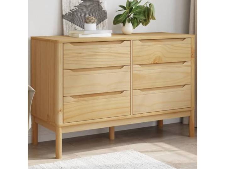 Kommode FLORO Wachsbraun Massivholz Kiefer mit 6 Schubladen und Holzbeinen Kiefern-Massivholz, 6 Schubladen, Holzbeine, Deko-Oberfläche, robust und langlebig