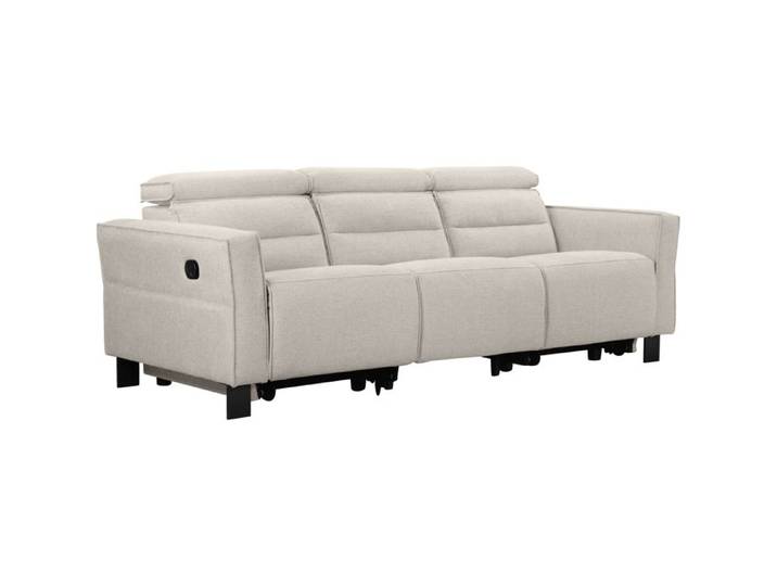Carpari-canapé 3 Places Avec 2 Fauteuils Inclinables Manuels En Tissu Crème