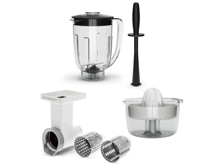 Ankarsrum GoGreen Package für Assistent Original 6230 Küchenmaschinen Zubehör mit Gemüseschneider, Mixer & Zitruspresse, für Smoothies, Gemüse reiben & frische Säfte