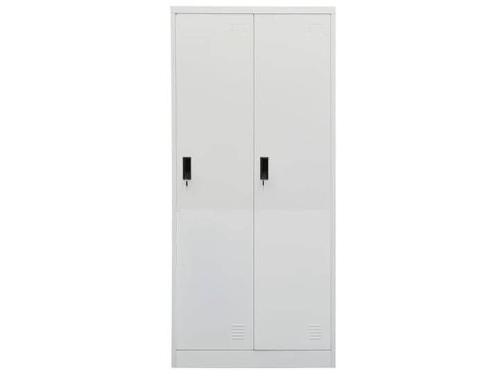HBBMGYD Kleiderschrank, hellgrau, 80 x 50 x 180 cm, aus Stahl mit 2 2 Schlösser, 2 Einlegeböden, leicht zu reinigender Stahl, große Fächer, lange Kleidung, gefaltete Kleidung, Schlafzimmer
